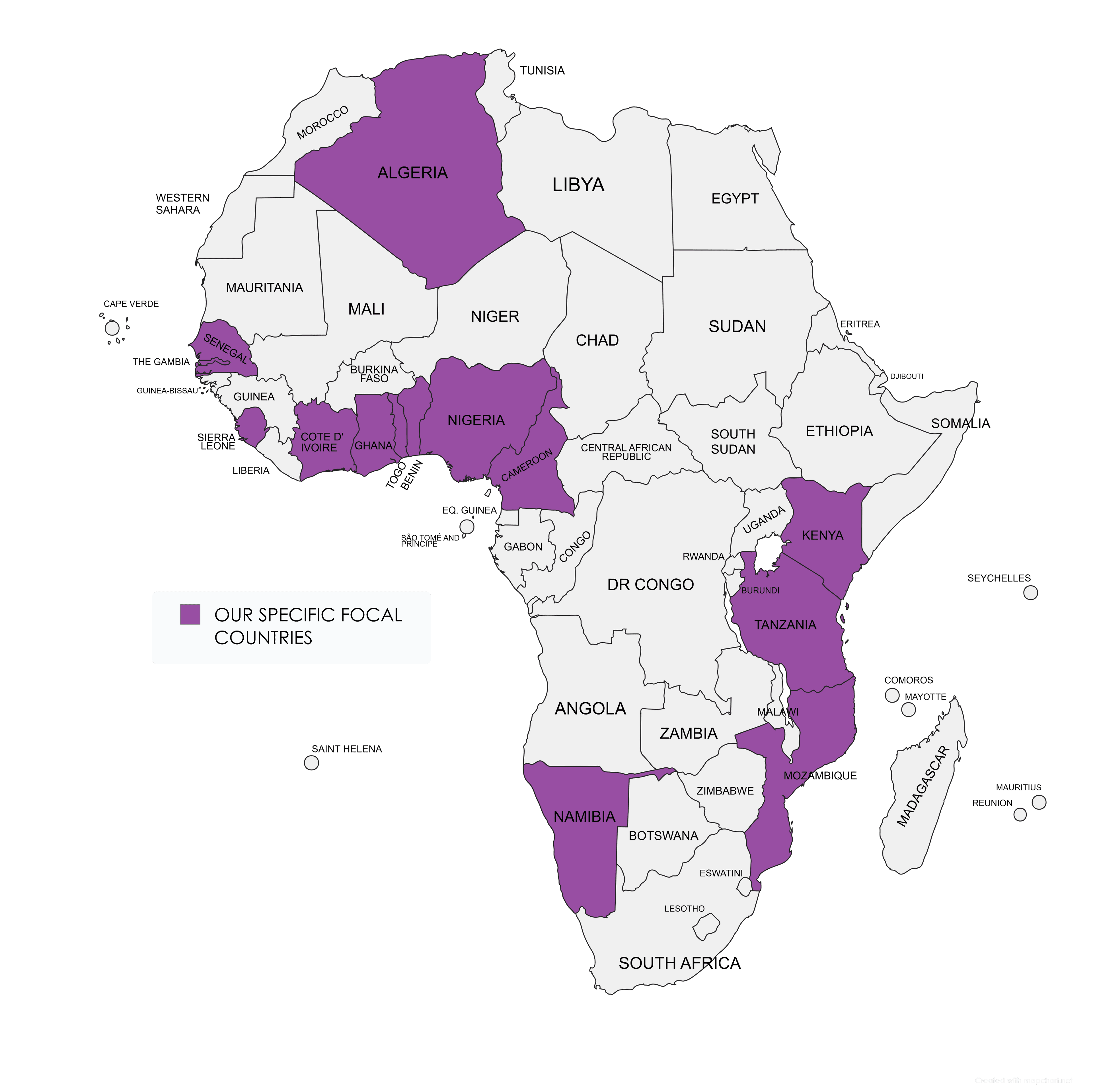Map of Africa, CHEVS West Africa focus