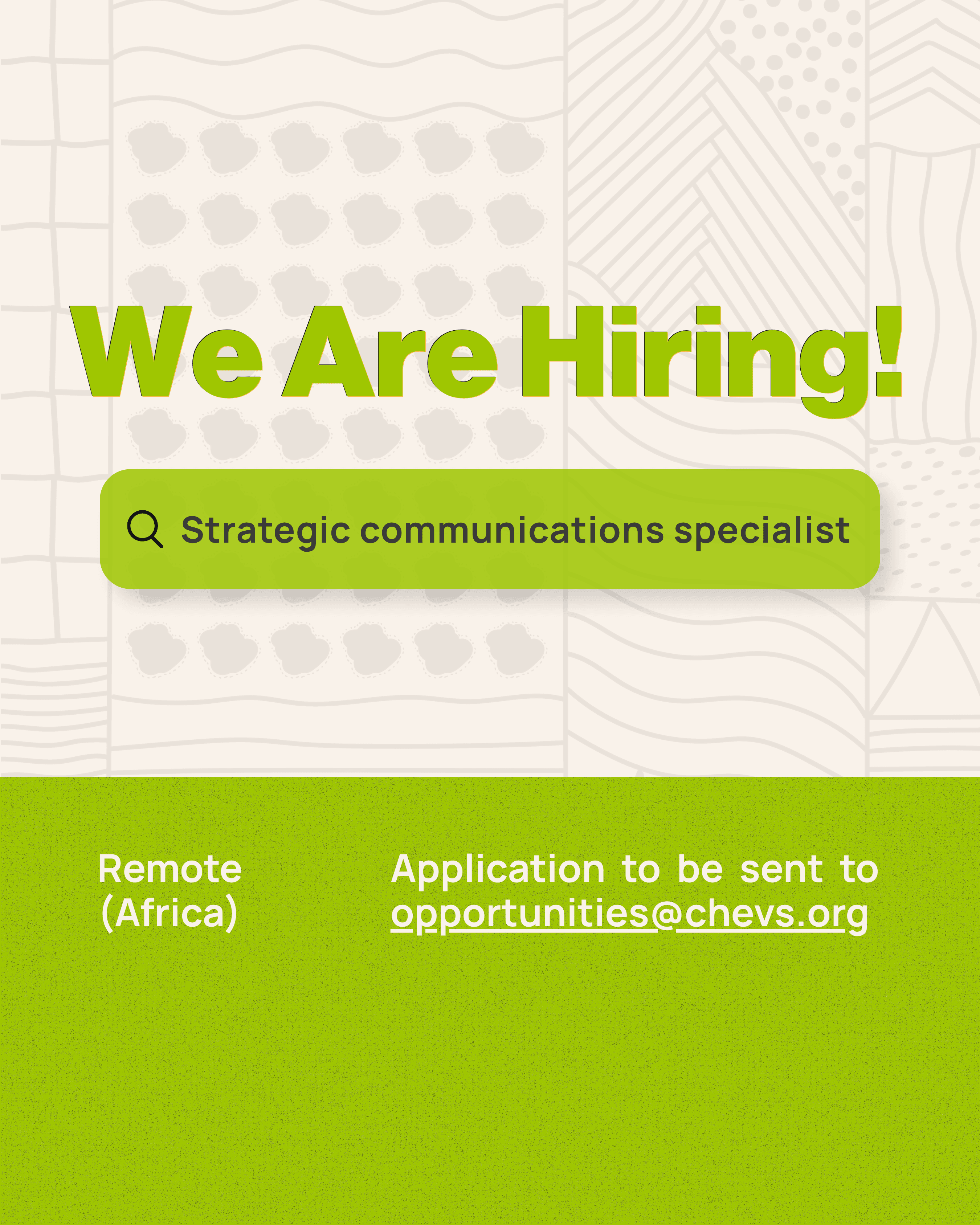 Call for Strategic communications specialist at CHEVS
